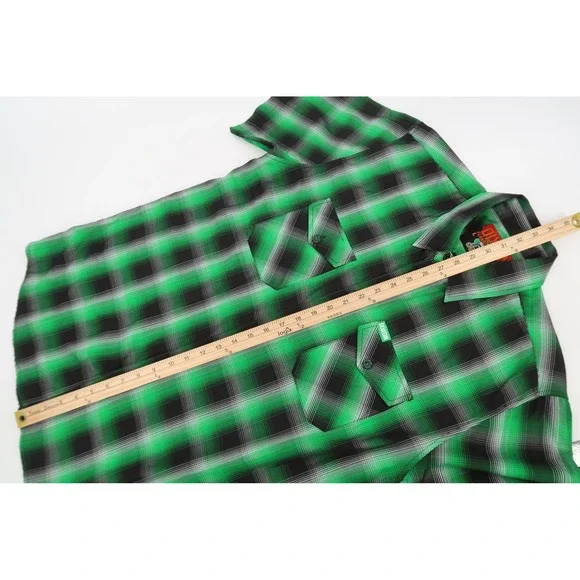 Dixxon Flannel O'Malley Irish Shirt Mens Large Green Plaid Short Sleeve St Paddy - Picture 10 of 11